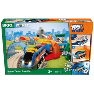 Brio World 33972 Circuit Voyageur Smart Tech Sound Coffret complet de 37 pièces avec train électrique intelligent STEM Circuit de train en bois Jouet mixte dès 3 ans - Publicité