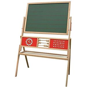 roba Tableau Rotatif sur Pied pour Enfant Double Face Craie et Magnétique Boulier et Étagère Intégrés Largeur 83 cm dès 3 Ans Bois Brut / Rouge - Publicité