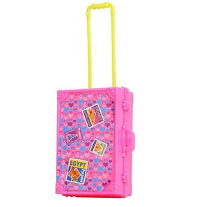 fat-catz-copy-catz 1 x Plastique Rose 3D Voyage Train Valise Bagage pour Poupée Barbie Décor, 5 Chaussures & 5 Cintre (Ne Pas Mattel) - Publicité