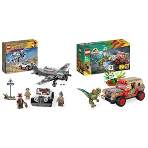 Lego 77012 Indiana Jones La Poursuite en Avion de Combat, Jouet avec Maquette Avion & 76958 Jurassic Park L'Embuscade du Dilophosaure, Jouet Dinosaure et Voiture Jeep pour Garçons, Filles, Enfants - Publicité