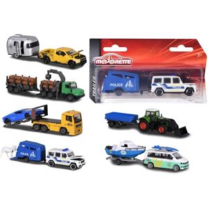 Majorette Trailer Assortment, véhicule Die-Cast, boîte de Collection, pneus en Caoutchouc, Roue Libre, 212053154, Multicolore 6 modèles différents, Livraison : 1 pièce, sélection aléatoire, - Publicité