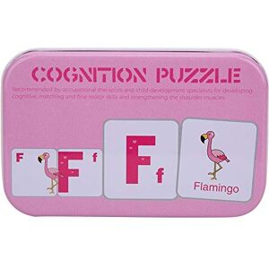 Zerodis Cartes d'appariement cognitif, lettres de chiffres, cartes d'apprentissage, jouet éducatif précoce avec boîte en fer(Carte 56pcs rose) - Publicité