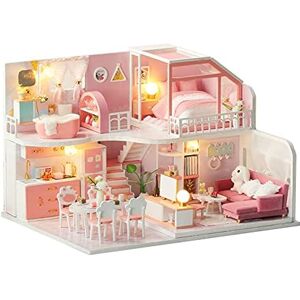 Zerodis Kit de Maison de Poupée Miniature Bricolage, Maison de Création Manuelle de Meubles Créatifs pour Fille Rose Loft pour Enfants de 14 Ans et Plus - Publicité