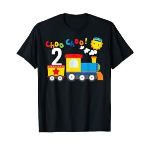 Kids Trains and Trucks Birthday Party Supplies Choo Choo 2nd Birthday 2 Year Old Birthday Party Train T-Shirt - Publicité
