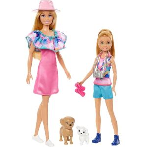 Barbie Coffret Poupée avec Petite Soeur Stacie Et 2 Chiots, Vêtements Et Accessoires Été, Cheveux Blonds Et Yeux Bleux, Jouet Enfant, A Partir De 3 Ans, HRM09 - Publicité