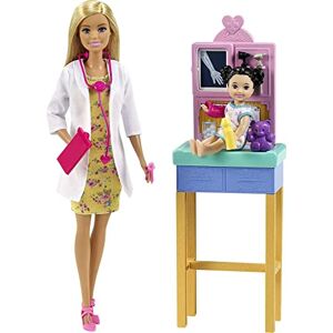Barbie Métiers Coffret poupée Docteure Blonde, Figurine Petite patiente et Son Ours en Peluche, Accessoires Inclus, Jouet pour Enfant, GTN51 - Publicité