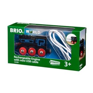 Brio World 33599 Locomotive Rechargeable Train électrique et lumineux avec cable USB Pour circuit de train en bois Jouet pour garçons et filles dès 3 ans - Publicité
