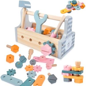 Jouet à partir de 3 ans, cadeau pour garçon/fille de 5 ans, mallette à  outils, jouet en bois avec boîte en bois, jouet Montessori à partir de 3,  4, 5
