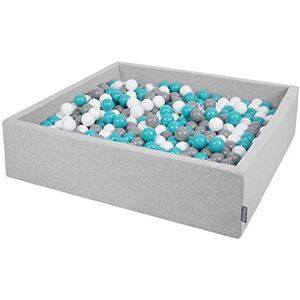 KiddyMoon Piscine À Balles pour Bébé Carré 120X30cm/600 Balles 7Cm Grande Fosses À Boules Jouet Enfant, Gris Clair:Gris-Blanc-Turquoise - Publicité