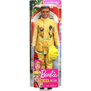Barbie Ken Métiers Poupée Pompier avec Tenue Jaune, Jouet pour Enfant, FXP05 - Publicité