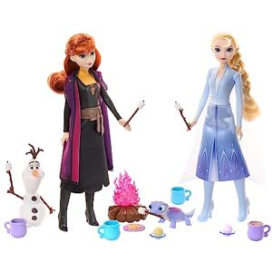 Mattel Disney La Reine Des Neiges Coffret Aventures En Forêt Avec 2 Poupées Elsa Et Anna, 2 Figurines Amis Olaf Et Bruni Et 12 Accessoires De Camping Inclus, Jouet Enfant, A Partir De 3 Ans, HPD52 - Publicité