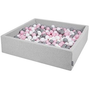 KiddyMoon Piscine À Balles pour Bébé Carré 120X30cm/600 Balles 7Cm Grande Fosses À Boules Jouet Enfant, Gris Clair:Blanc-Gris-Rose Poudré - Publicité