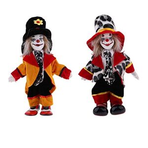 Inzopo 2pcs 7 Pouces Porcelaine Souriante Poupée De Clown Portant des Tenues Colorées, Drôle Poupée Arlequin, Accessoires De Cirque, Décor d'halloween - Publicité