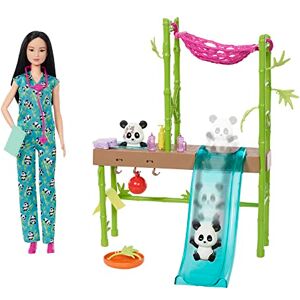 Barbie Coffret Le Sanctuaire des Pandas avec poupée vétérinaire, 2 Pandas avec Changement de Couleur et Plus de 20 Accessoires, Jouet Enfant, Dès 3 Ans, HKT77 - Publicité