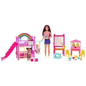 Barbie Coffret Garderie Skipper Premiers Jobs Puéricultrice avec 3 Poupées, Meubles Et Plus De 15 Accessoires Thématiques, Jouet Enfant, A Partir De 3 Ans, HND18 - Publicité