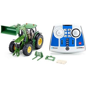 SIKU 6795 – Tracteur Bluetooth télécommandé John Deere 7310R, Vert, Métal/Plastique, 1:32, Contrôlable avec smartphone via application mobile, Télécommande Bluetooth et accessoires inclus - Publicité