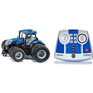 SIKU 6739, Tracteur New Holland T7,315, 1:32, bleu, métal/plastique, Télécommandé, Télécommande Bluetooth inclus, avec Roues Jumelées amovibles, Pilotage possible via App - Publicité