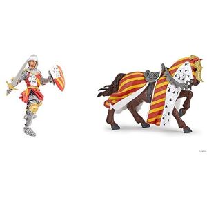 Papo -Lot de 2 Figurines Collection Médieval Fantastique Chevalier au Tournoi + Cheval de Tournoi - Publicité