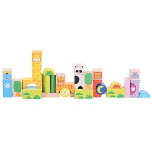 Bigjigs Toys Bigjigs- Safari Animal Building Blocks Jeux de Blocs, BB081, Multicolore - Publicité