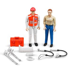 bruder 62710 bworld Set Service de secours, ambulancier, patient et accessoires, médecin, ambulance, figurine jouet - Publicité