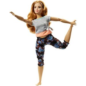 Barbie Made to Move poupée articulée Fitness Ultra Flexible rousse, Legging à Fleurs Bleues et 22 Points d'articulations, Jouet pour Enfant, FTG84 Multicolore - Publicité