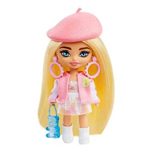 Barbie Mini Poupée Extra Blonde avec béret et Veste Universitaire, Pochette Ourson gélatine, vêtements et Accessoires, Jouet Enfant, Dès 3 Ans, HLN48 - Publicité