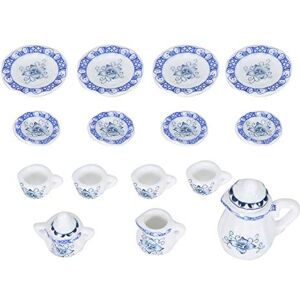 Zerodis 1:12 Accessoire De Poupée, 15pcs Mini Fleur en Porcelaine Tasse À Thé Set Maison de Poupée Décor Cuisine Miniature Simulation Meubles Ensemble Modèle pour Bébé Garçon Fille Dollhouses(Tye 1) - Publicité