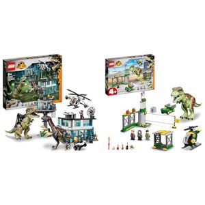 Lego 76949 Jurassic World L’Attaque du Giganotosaurus et du Therizinosaurus & 76944 Jurassic World L'Évasion du T Rex: Jouet de Dinosaure avec Voiture, Maquette d'Hélicoptère et Aéroport - Publicité