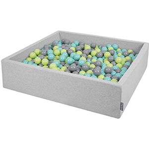 KiddyMoon Piscine À Balles pour Bébé Carré 120X30cm/600 Balles 7Cm Grande Fosses À Boules Jouet Enfant, Gris Clair:Vert Clair-Turquoise Clair-Gris - Publicité