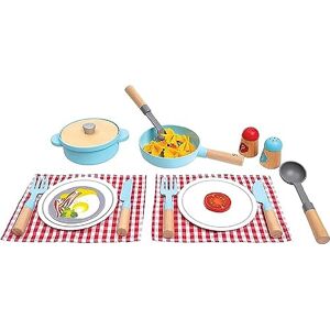 Hape Set de Cuisine et Service en Bois Jeu d'Imitation Set de Chef Pour Enfant de 2 Ans et Plus Jeu en Bois Ustensiles de Cuisine Enfant en Bois Réalistes Jeu de Rôle, Jouet Fille et Garçon - Publicité