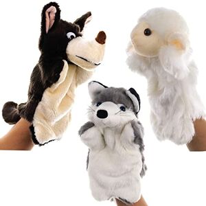 dancepandas Marionnettes à Main Peluches,  3 Pièces Hand Puppet Marionnettes à Main Enfant Adulte Théâtre de Marionnettes pour Jouer et raconter des Histoires de Loup et d'agneau - Publicité