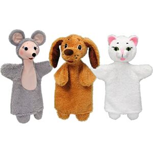 MORAVSKÁ ÚSTŘEDNA BRNO, d.u.v. Lot de 3 marionnettes à main en peluche Souris chien et chat 34 cm Idéal pour le théâtre de poupées et les jeux de rôle Pour enfants, bébés, garçons et filles - Publicité