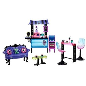 Monster Cable Coffret Au Cercueil Gourmand Décor De Café avec 2 Animaux De Compagnie, Mobilier Effrayant, Bar, Viennoiseries Et des Boissons, Jouet Enfant, Dès 4 Ans, HMV78 - Publicité