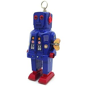 FLADO Jouet à remonter MS403 Fiery Robot Tin Toy Rétro Jouet Adulte Jouet de Collection Cadeau Créatif Vintage Collection Enfants Cadeau pour Garçons Filles Interaction Parent-Enfant (Bleu) - Publicité