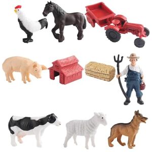 Dickly Mini Grange Ferme Jouets Playset Jouet éducatif Animaux de Ferme Figurines Ensemble pour Garçons Filles, 10 pièces Style C - Publicité