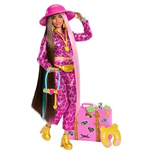 Barbie Poupée Mannequin Extra Fly Articulée avec Ensemble À Imprimé Animal Pailleté Rose Et Bottines Dorées, Inclus 15 Accessoires, Jouet Enfant, A Partir De 3 Ans, HPT48 - Publicité