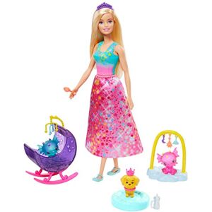 Barbie Dreamtopia Coffret Bébés Dragons avec poupée Princesse, Figurines bébés Dragons, lit balancelle et Accessoires, Jouet pour Enfant, GJK51 - Publicité