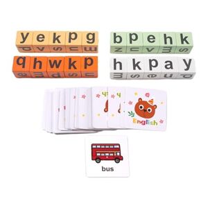F Fityle Jeu de blocs d'orthographe Montessori, ensemble de jeu cognitif, jouet d'entraînement, Alphabet, jeu de lettres assorties pour outils de table - Publicité