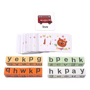 Perfeclan Jeu de blocs d'orthographe Montessori, jouet interactif multifonctionnel, jeu de lettres assorties, orthographe de l'alphabet pour cadeaux de fête - Publicité