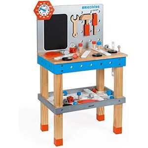 Janod Etabli Magnétique Géant Brico'Kids en Bois Jouet d'Imitation 40 Accessoires et 3 Outils Inclus Bleu et Rouge dès 3 Ans, J06477 - Publicité