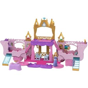 Mattel Princesses Disney Calèche et Château Coffret transformable avec mini-poupée Aurore, 3 niveaux, 6 espaces de jeu, 4 figurines, mobilier et accessoires HWX17 - Publicité