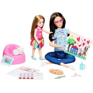 Barbie Art-thérapeute Coffret avec poupée thérapeute,petite poupée avec maillot émoticône à faire tourner,accessoires dont un animal,des éléments de jeu sur le thème de l’art et des autocollants,HRG48 - Publicité