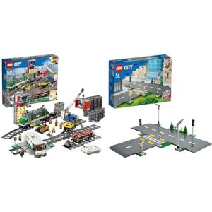 Lego 60198 City Le Train de Marchandises Télécommandé, Jouet pour Enfants dès 6 Ans & 60304 City Intersection à Assembler, Jeu Construction Ville avec Panneaux et Routes à imbriquer pour garçon - Publicité