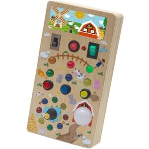 Oshhni Panneau de Commutation LED en Bois pour garçons et Filles, Jouet sensoriel Montessori, Cadeaux d'anniversaire pour Enfants de 2, 3 et 4 Ans, Ferme B - Publicité