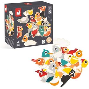 Janod --24 Mix and Match Oiseaux-Jouet en Bois FSC-Jeu Éducatif Accessoires pour Tableau Magnétique-Dès 24 Mois, J09643, Multicolore, Petit - Publicité