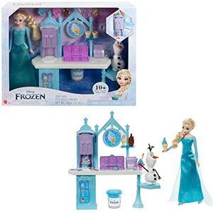 Mattel Disney La Reine des Neiges Coffret Douceurs Givrées avec Poupée Elsa, figurine Olaf, 2 pots de pâte à modeler de couleurs différentes et plus de 10 accessoires, Jouet Enfant, Dès 3 ans, HMJ48 - Publicité