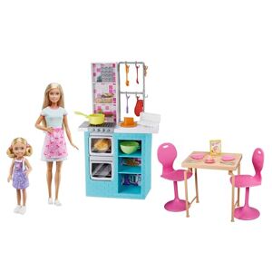 Barbie ® Pâtisserie Entre Sœurs Coffret avec poupée ® et poupée Chelsea, éléments de cuisine, table et chaises, et plus de 15 accessoires, cadeau pour enfants de 3 à 7 ans, HBX03 - Publicité