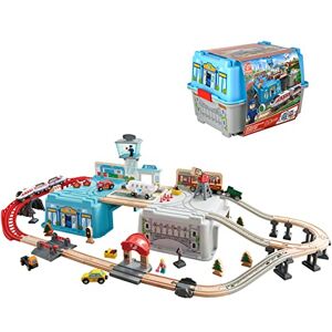 Hape Jouet  Ensemble Urbain Train pour Circuit Train Bois 80 Pièces Locomotive et Accessoires Variés : Arbre, Voitures Jeu Educatif Enfant de 3 ans et Plus Compatible Marques Traditionnelles - Publicité