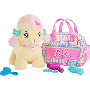 Mattel Barbie Animaux En Peluche, Coffret Caniche 30 Cm De Haut À Coiffer Avec Sac À Main Et 6 Accessoires, Avec Sons Et Lumières Et À Toiletter, Jouet Enfant, A Partir De 3 Ans, HPJ43 - Publicité