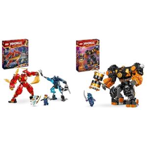 Lego Ninjago Le Robot Élémentaire du Feu de Kai, Jouet Ninja pour Enfants avec Figurine Rouge & Ninjago Le Robot Élémentaire de la Terre de Cole, Jouet de Construction pour Garçons et Filles - Publicité